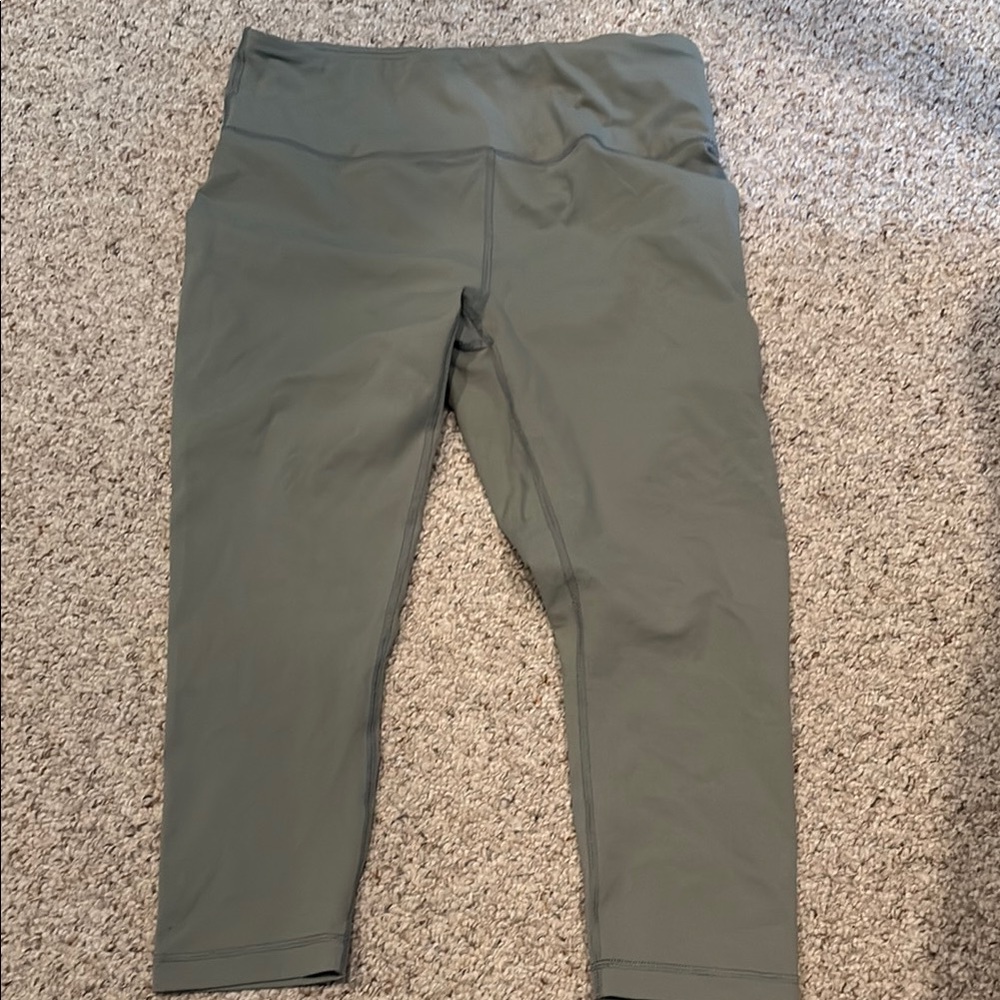 90 Degree By Reflex Olive Green workout pants/ slightly cropped style.